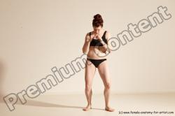 Underwear Martial art Woman White Moving poses Slim medium brown Dynamic poses Academic